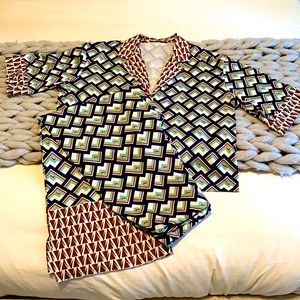 Zara cropped top and flowy pant printed set